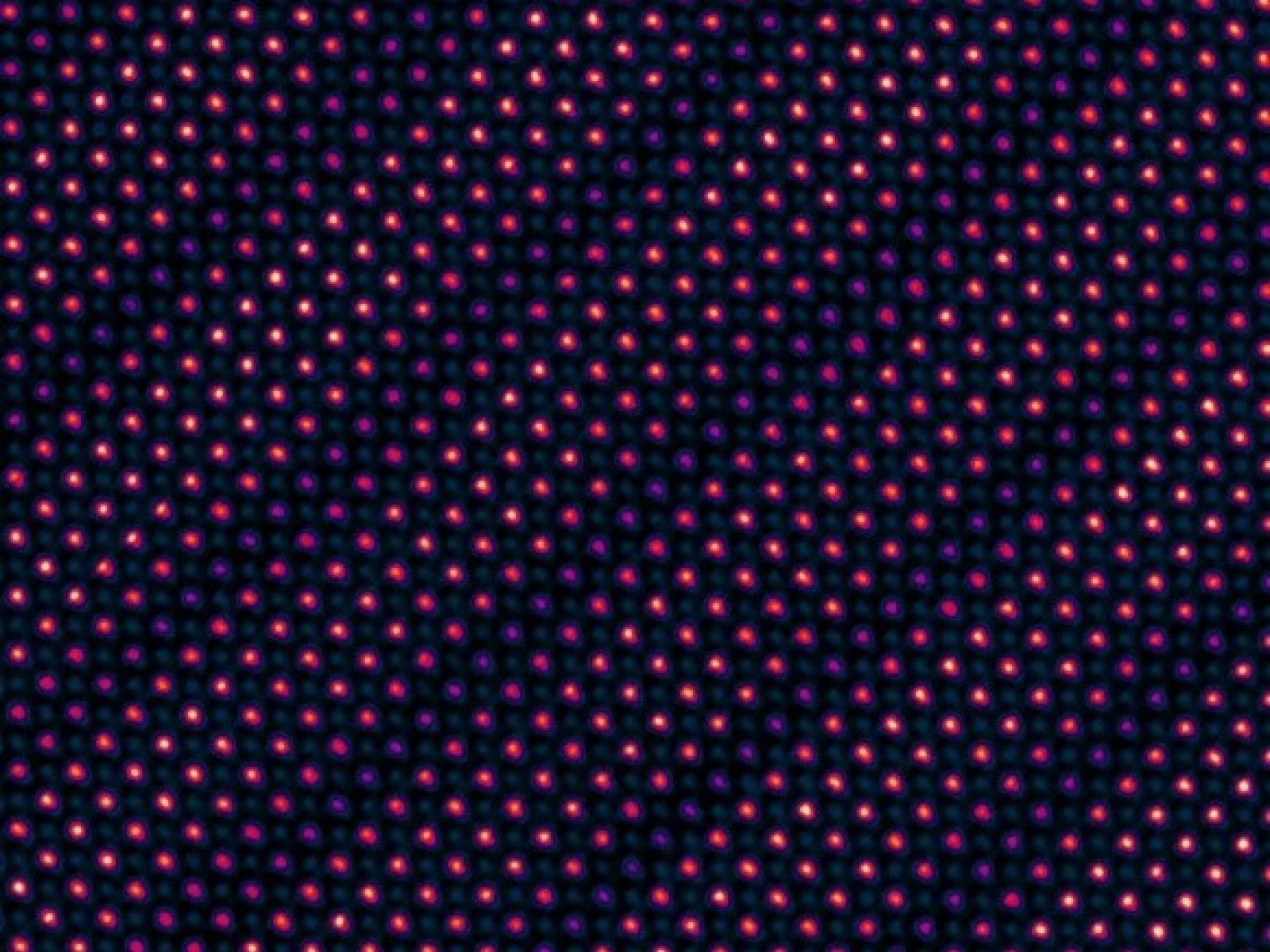 ordered rows of purple and pink dots
