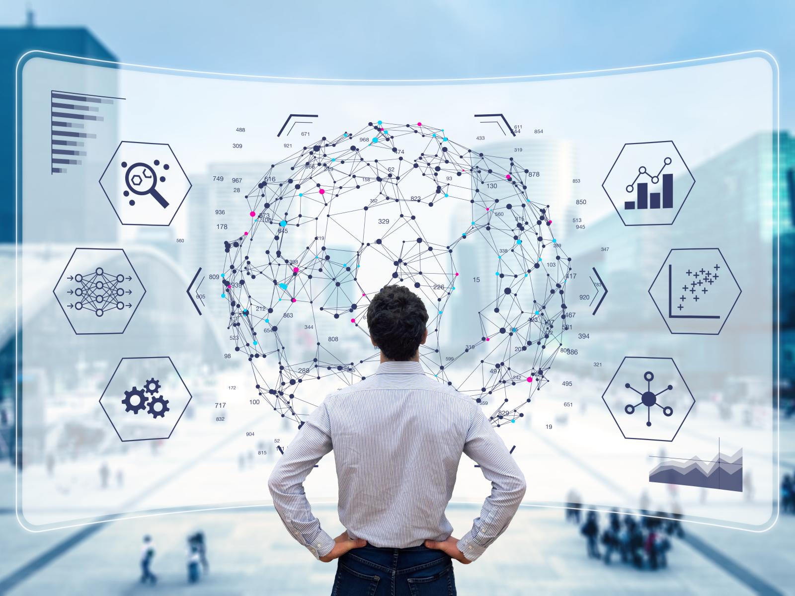 A person looking at a data visualization