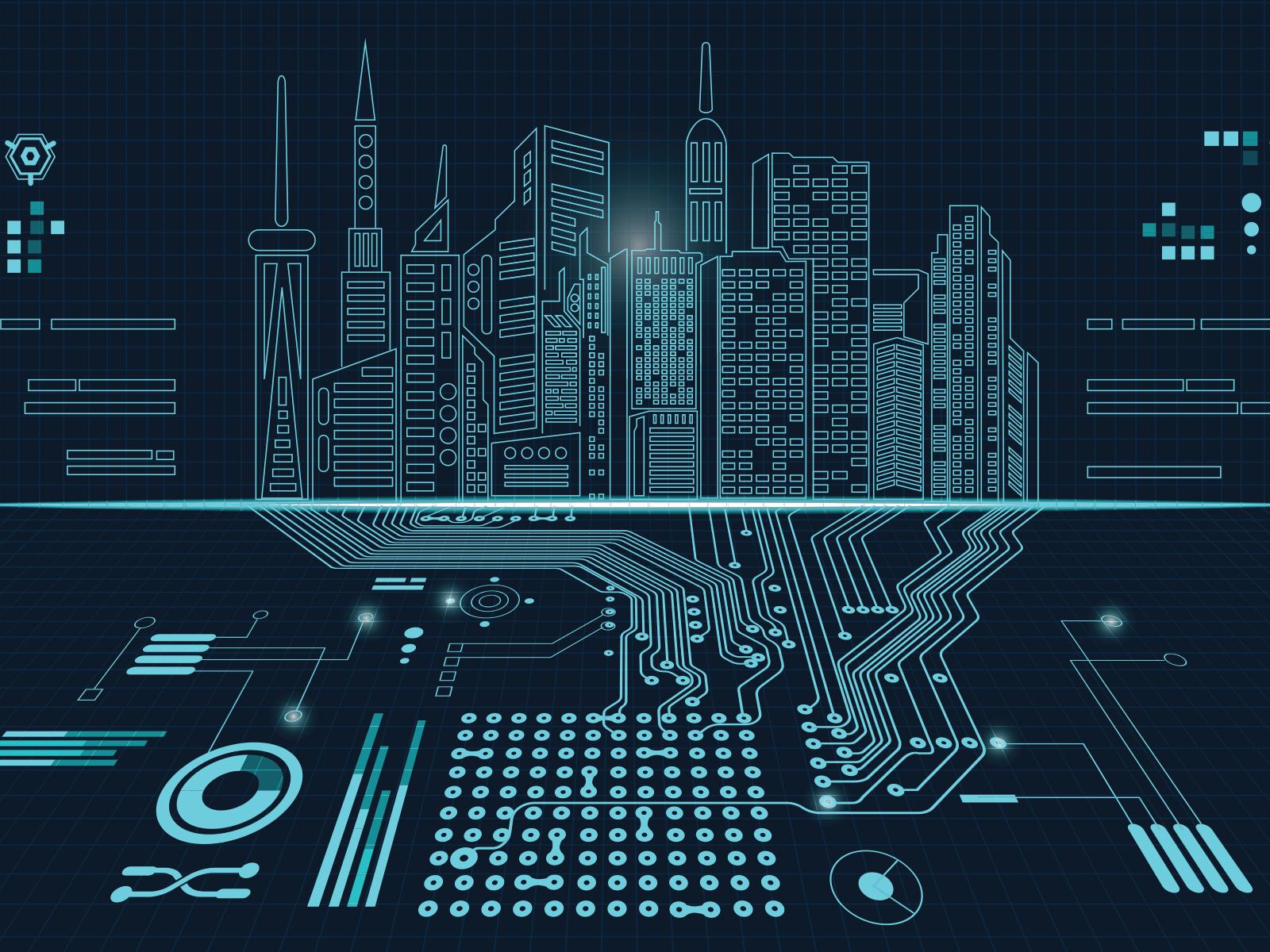 Graphic of buildings and controls software