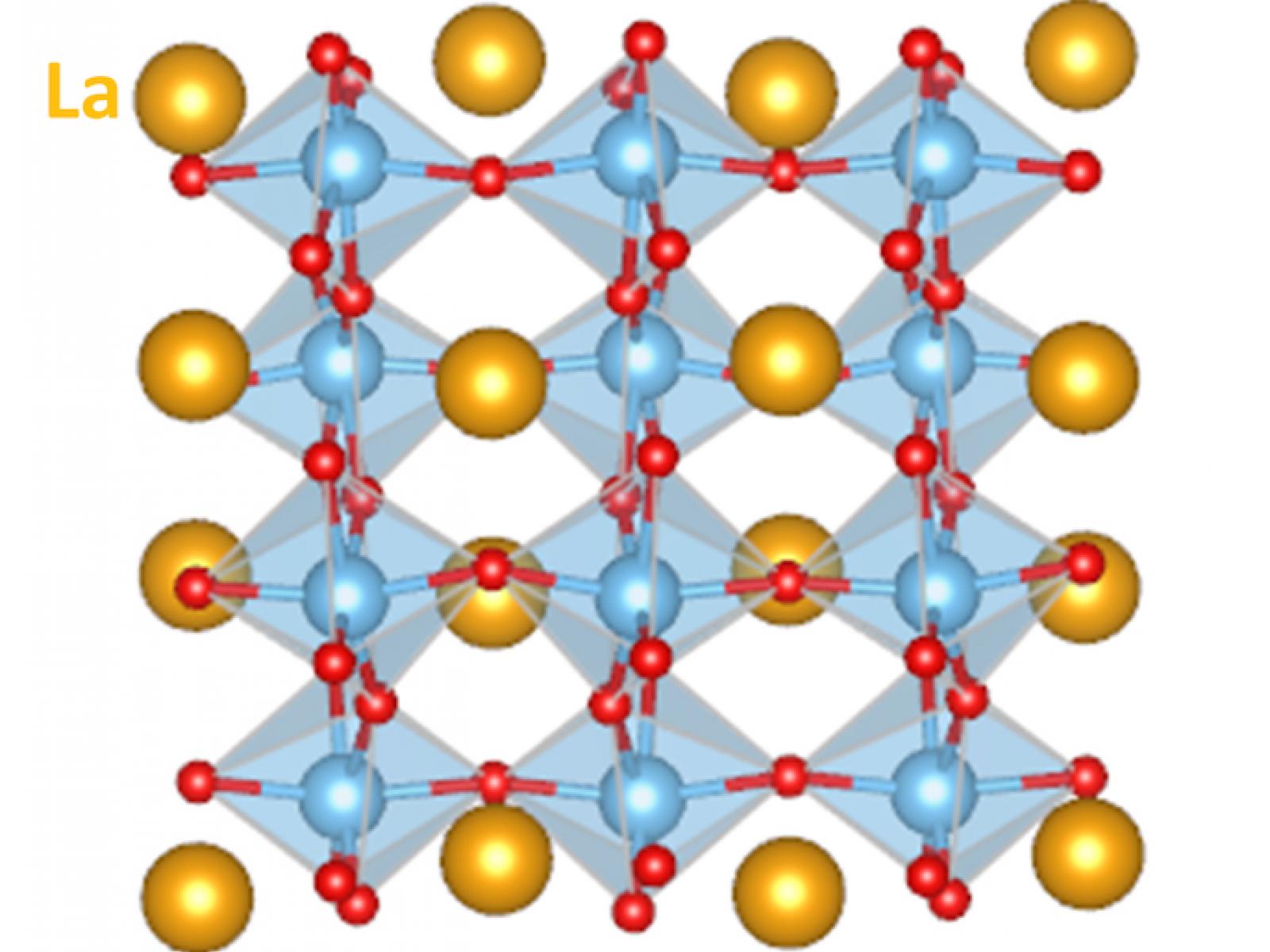 Molecular structure illustrated with blue and yellow circles, connected by red lines.