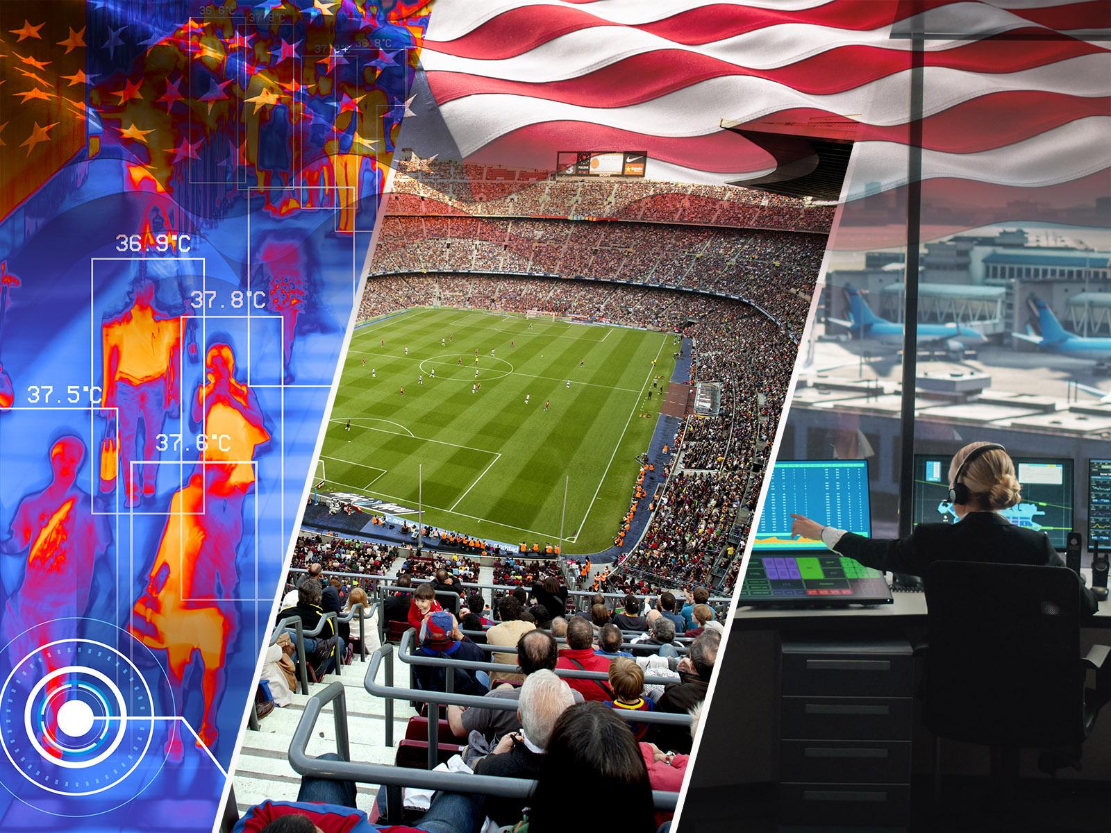 Composition of airport and venue security images
