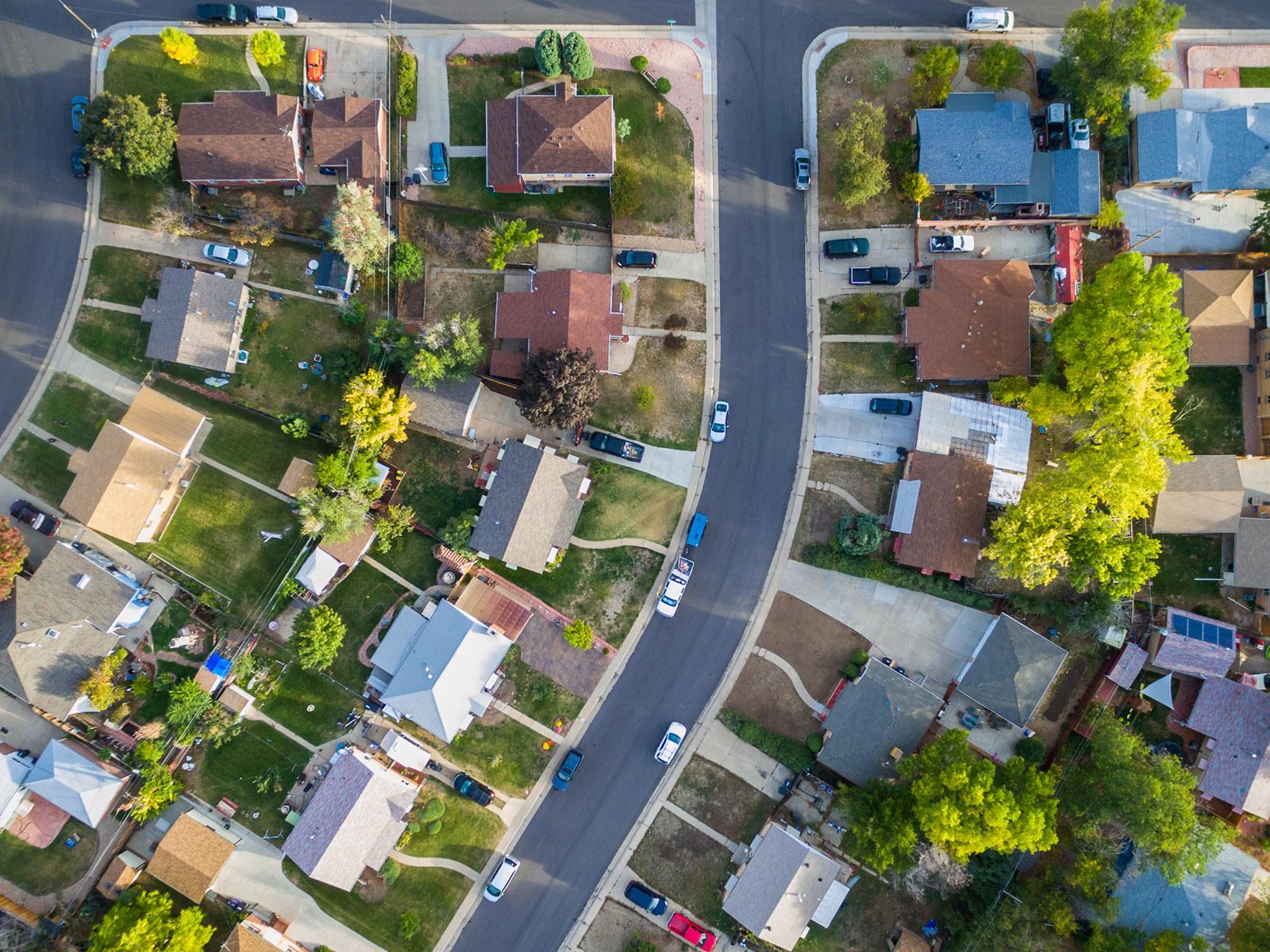 Aerial view of neighborhood