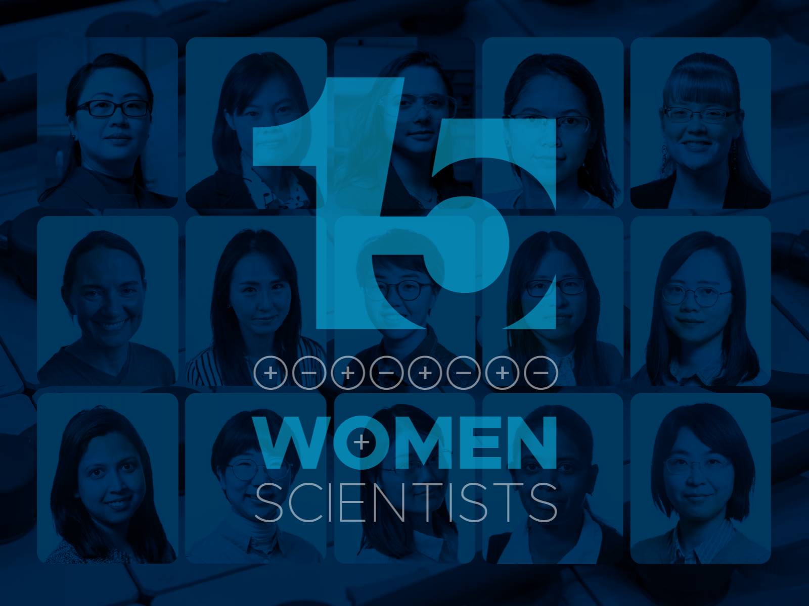 15 women with blue overlay