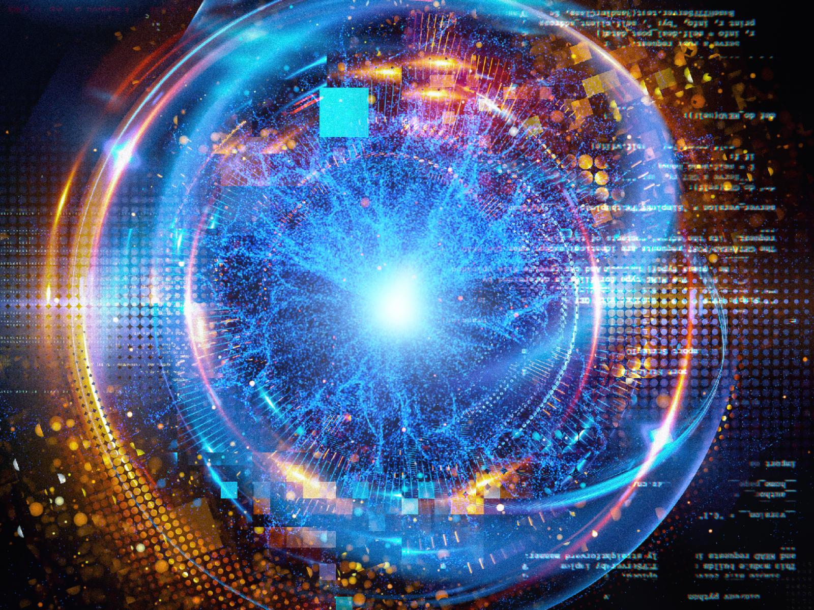Blue orb representing quantum information sciences