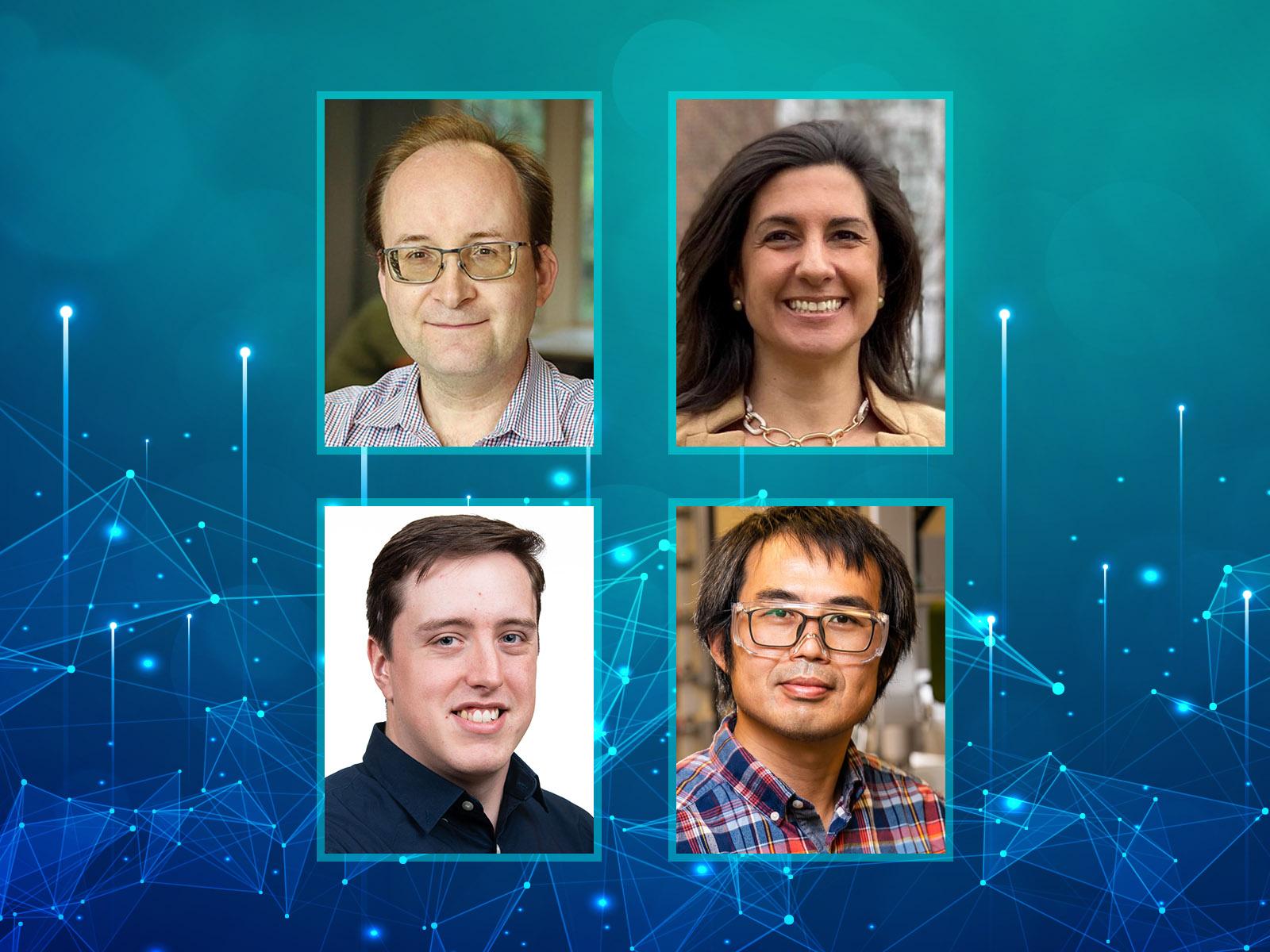 Composite image featuring headshots of Sergei Kalinin, Mitra Taheri, Henry Sprueill, and Yangang Liang.