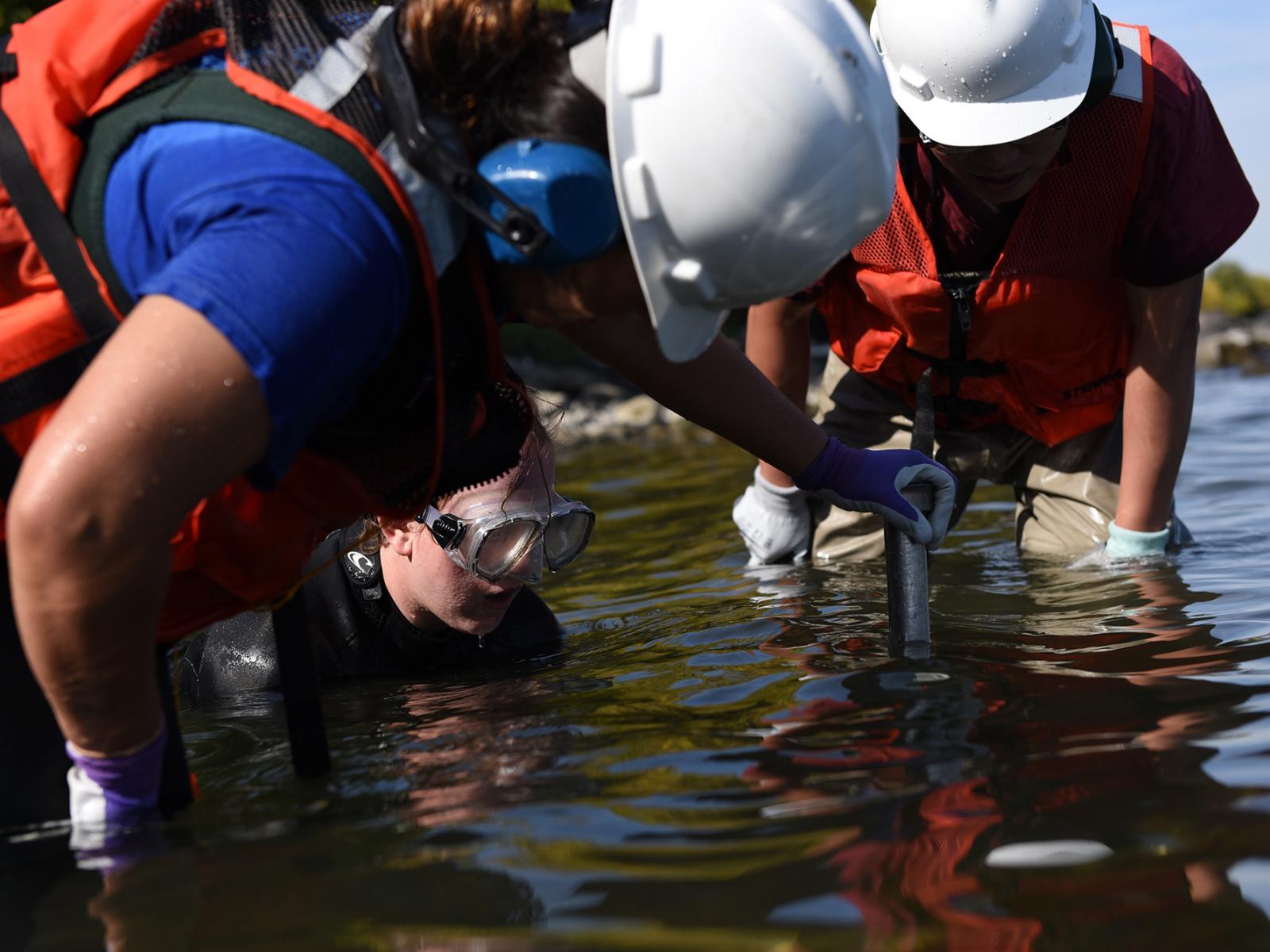 Researchers in the Columbia River.