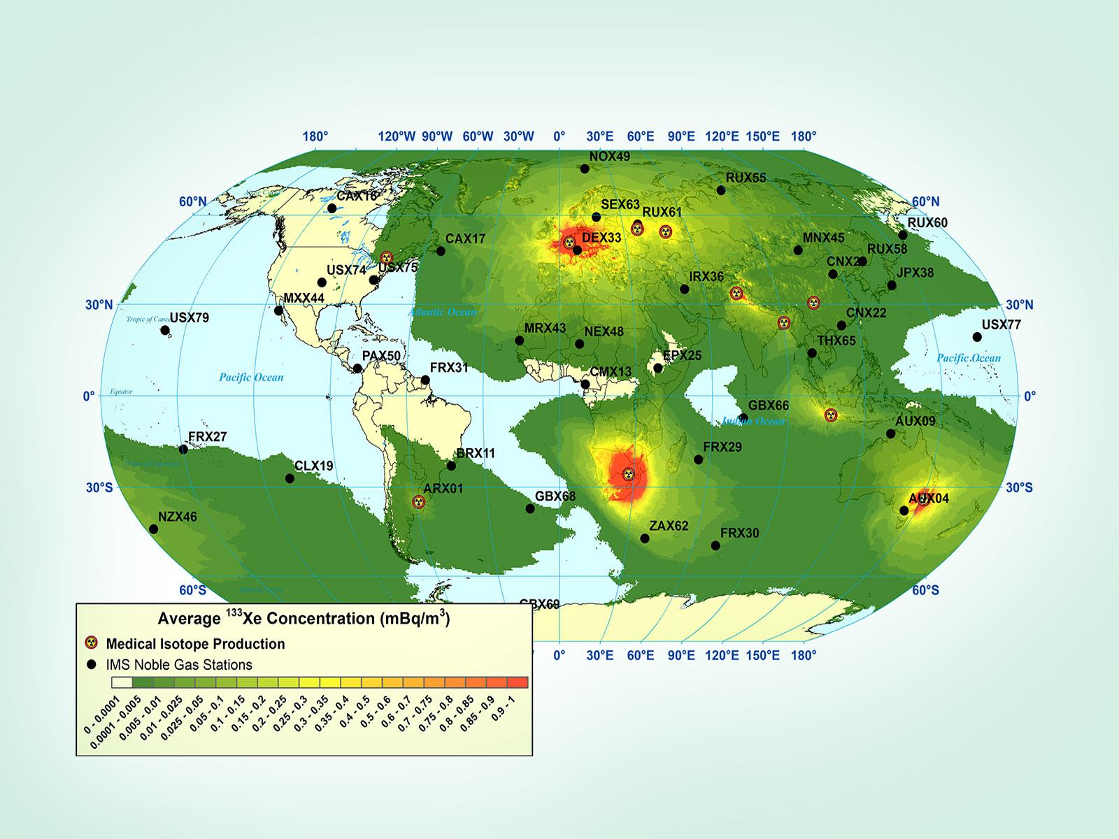 Radioxenon distribution