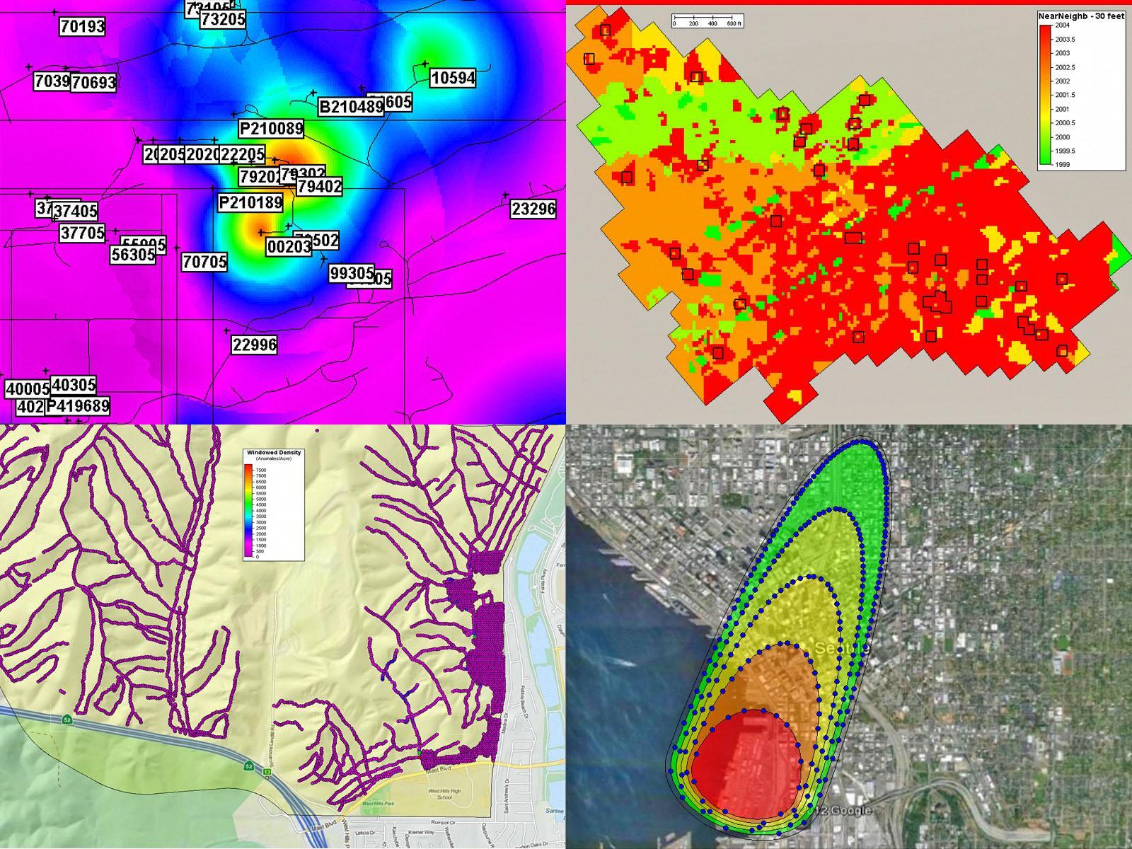 Composite image showcasing different uses of the Visual Sample Plan software tool.