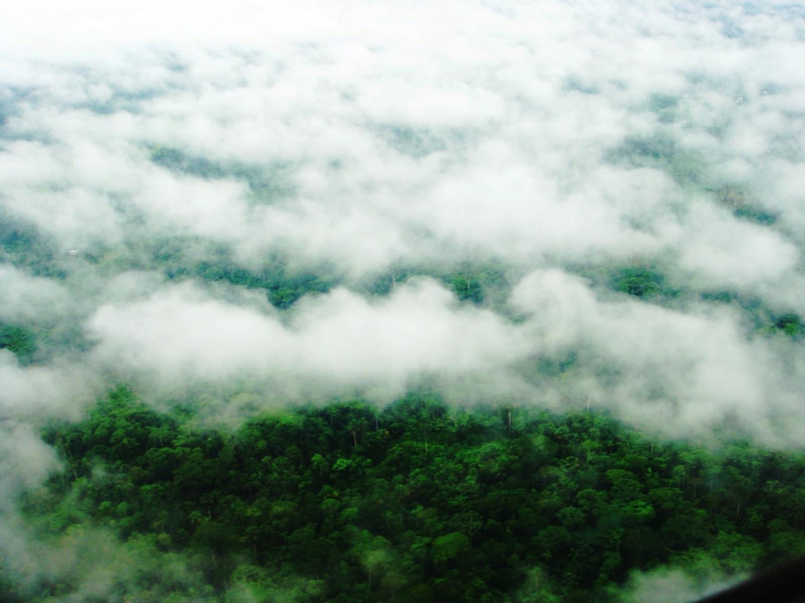 Photograph of clouds over the Amazon rainforest