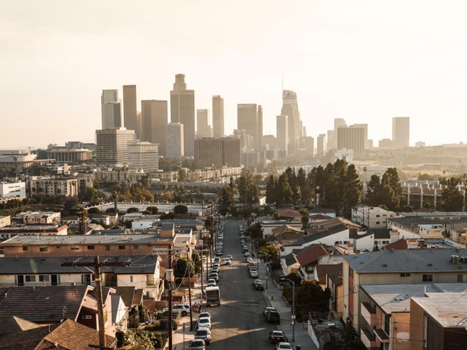 view of the los angeles skyline