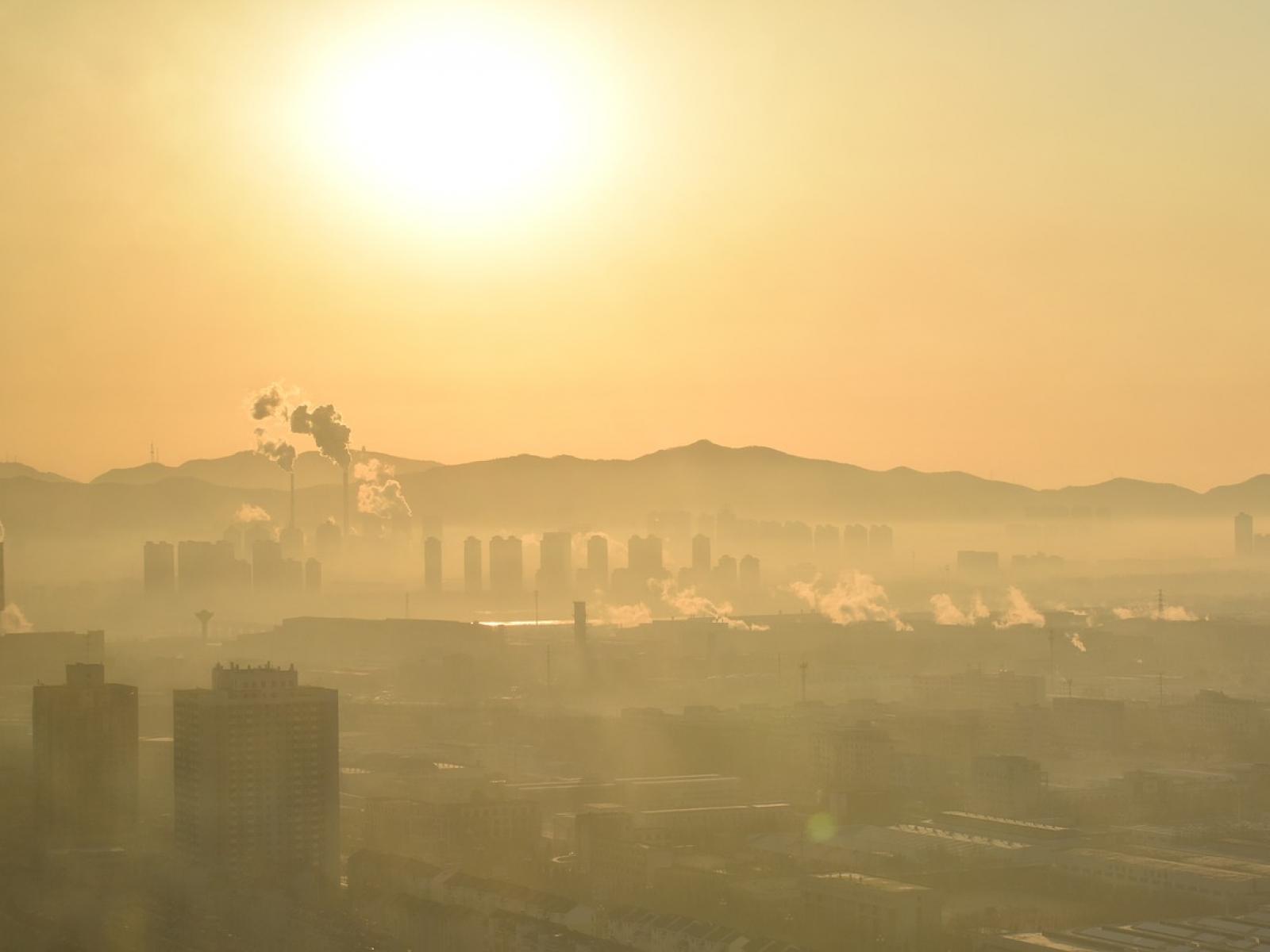 Soot over Yantai City, China