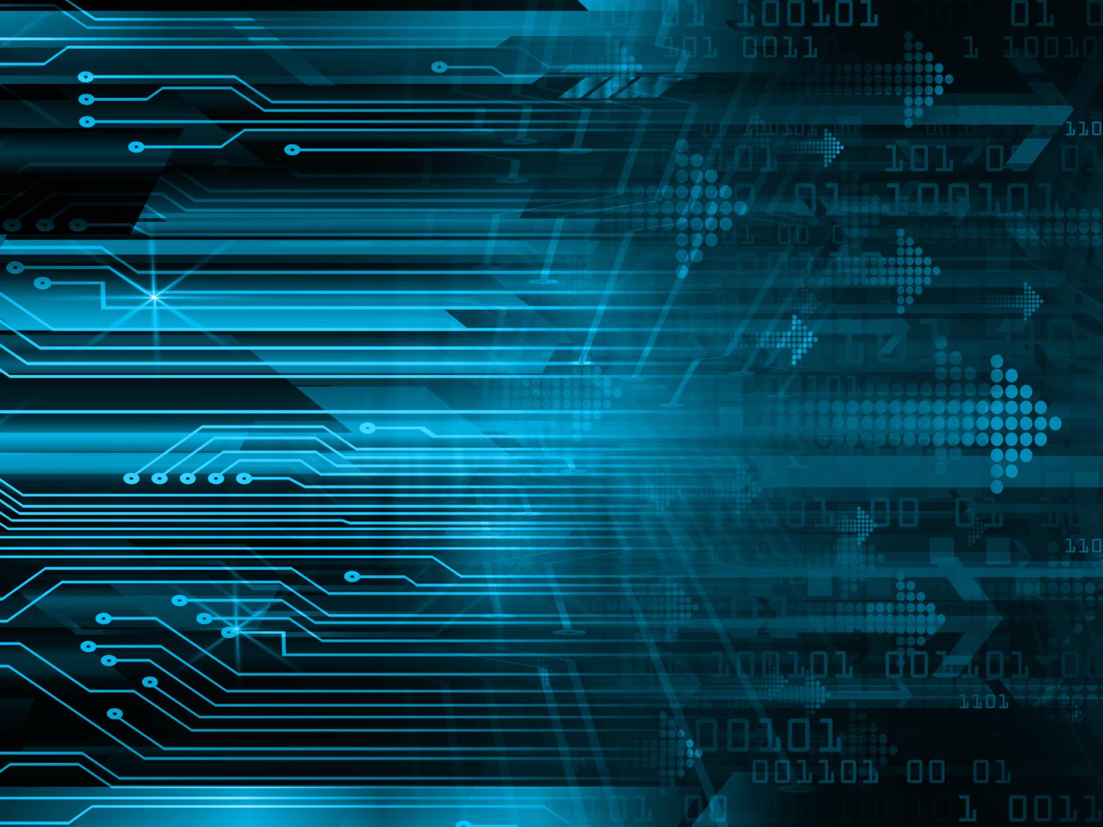 A blue blurred stripes depict information being sent through circuits before being turned into arrows depicting organized and information understandable by a non-computing researcher