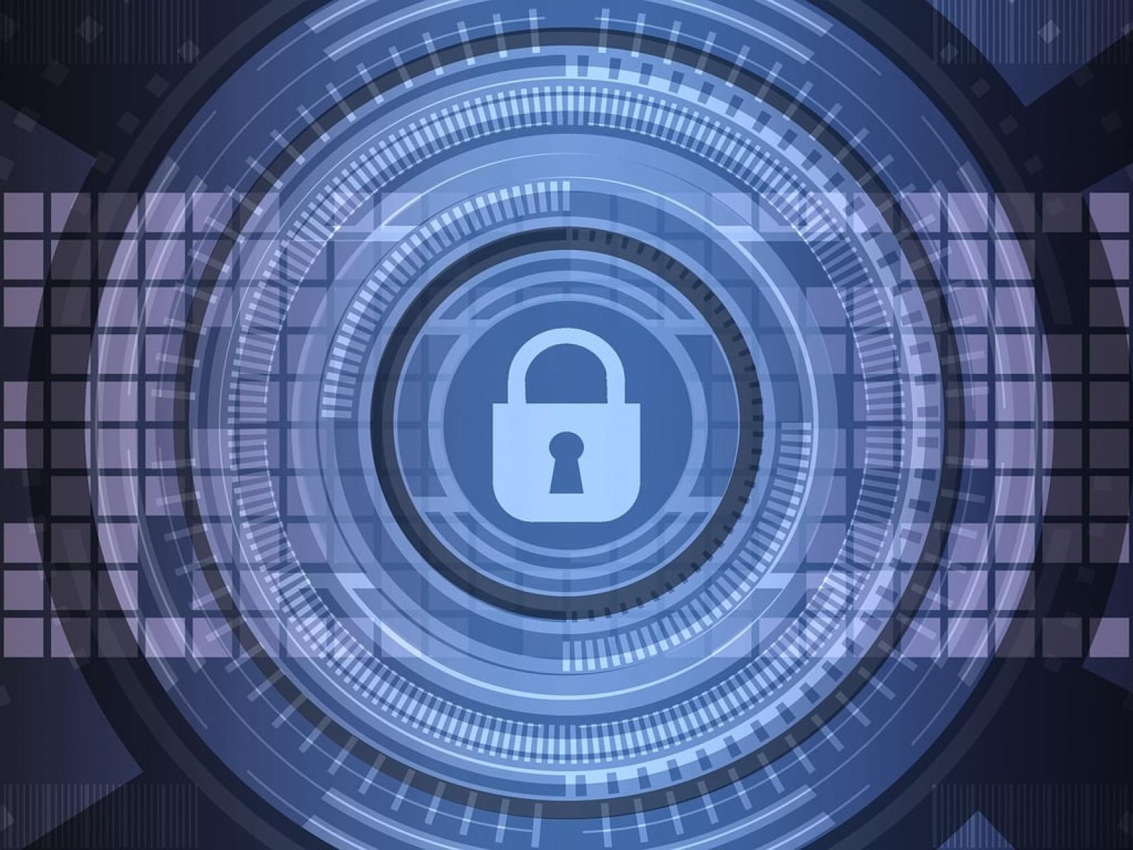 Image of lock with coding in background to show cyber security