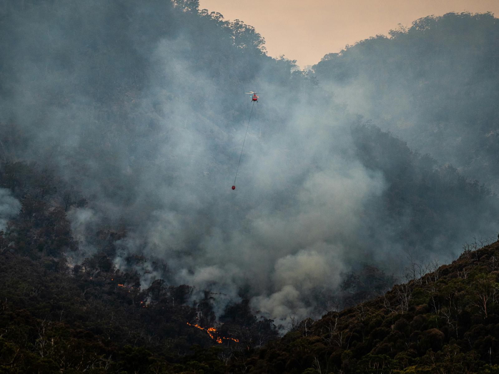 wildfire in a mountainous area
