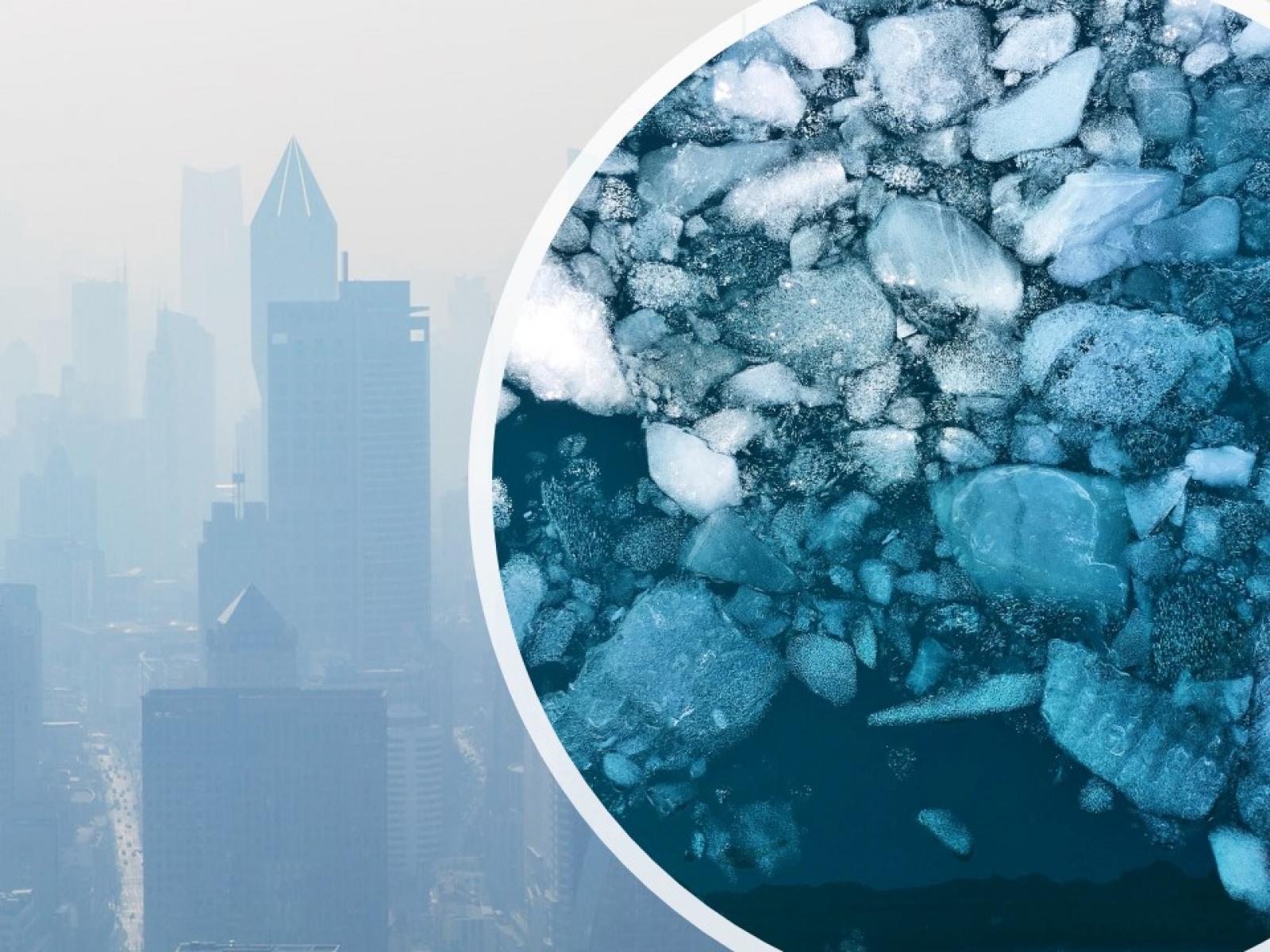 composite of sea ice and air pollution