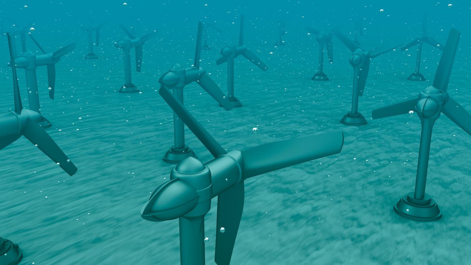Illustration of marine turbines