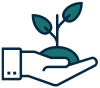 an iconographic drawing of a hand holding a seedling