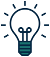 an iconographic drawing of a lightbulb