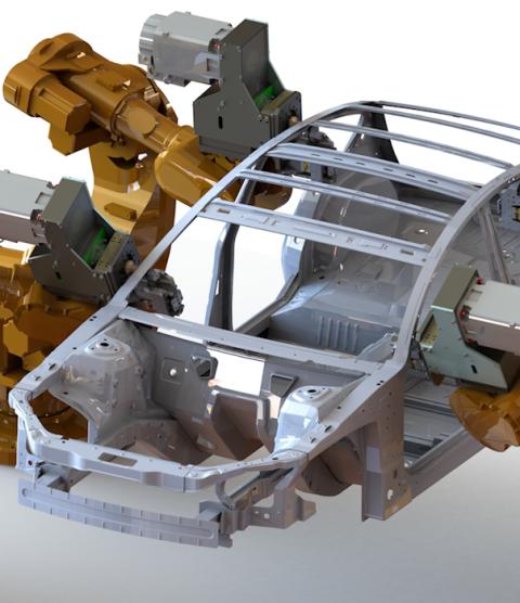 3D render of a vehicle frame