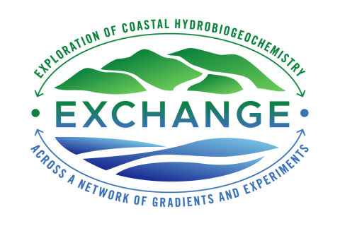 logo for exchange project green mountains and blue water