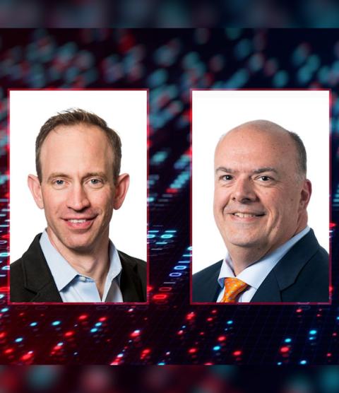 Composite image of two portrait photos. From left to right: PNNL Associate Laboratory Director Douglas Mans and Associate Laboratory Director Daniel Stephens. 