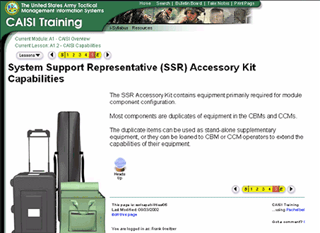 e-Learning Application for U.S. Army Combat Service Support Automated Information Systems Interface