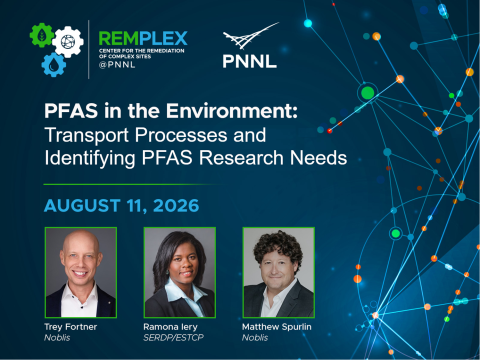 Graphic showing three speakers at a PFAS seminar on August 11, 2026