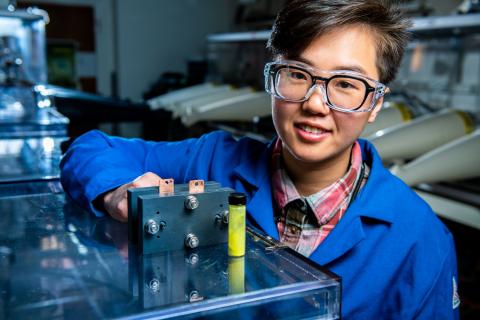 Researcher in energy-storage lab