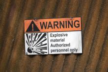 Warning sign about explosives