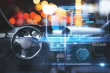 Car with digital interface stock photo