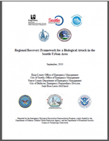 Cover of the Regional Recovery Framework for a Biological Attack in the Seattle Urban Area report