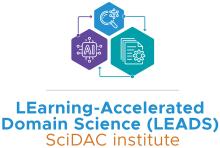 three hexagonal graphics make up the logo for the LEADS SciDAC Institute