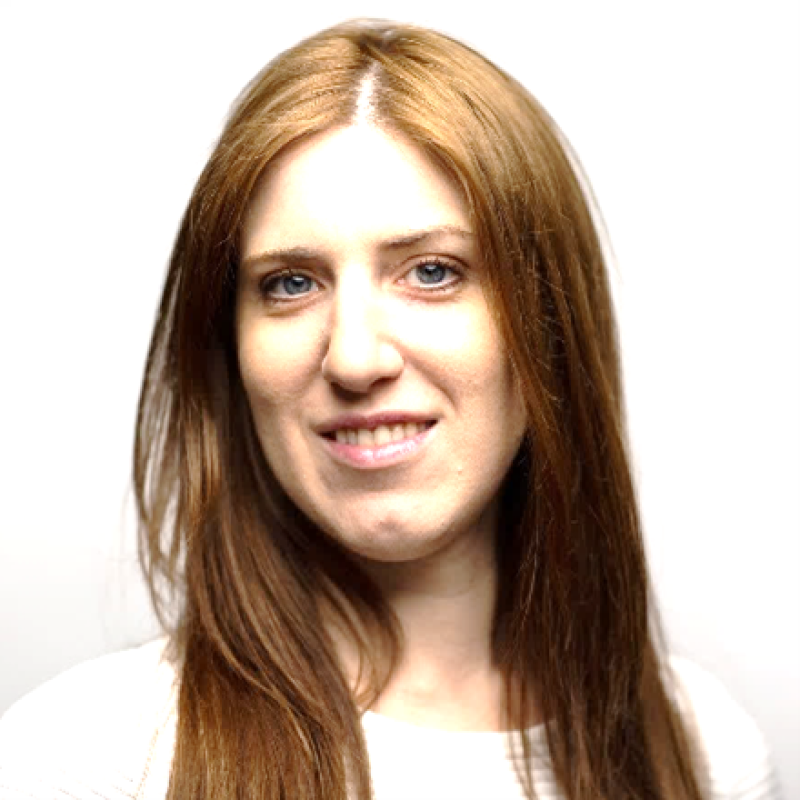 Portrait of Francesca Pierobon with white background.