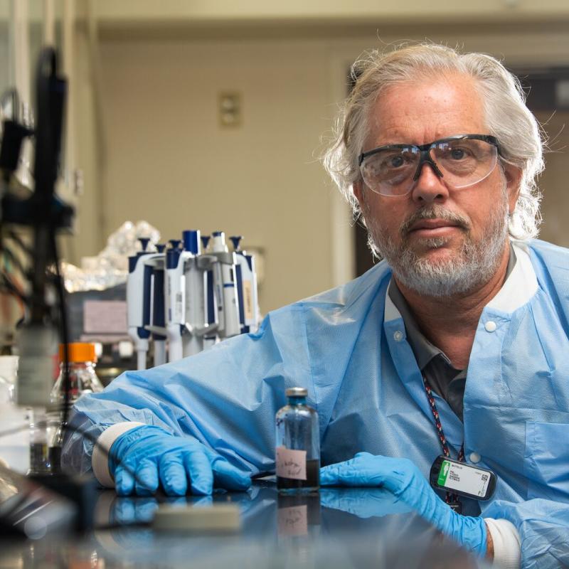 PNNL researcher Andy Plymale in the lab.