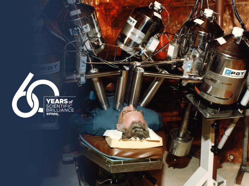 a person being scanned in a dosimetry machine 