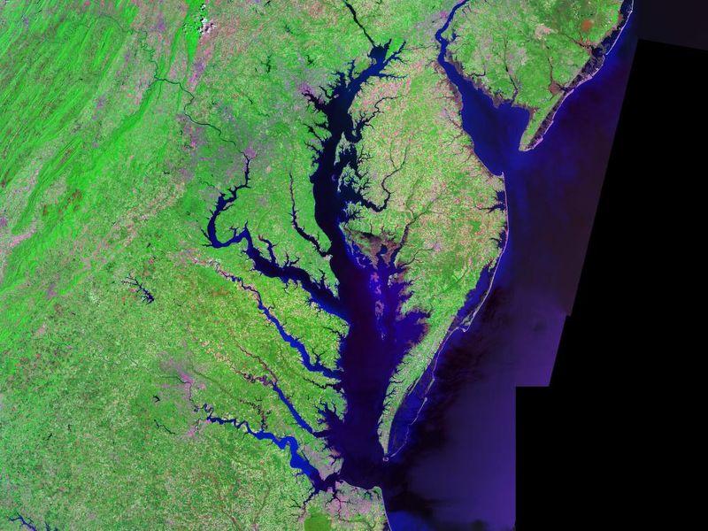 satellite image showing chesapeake bay 