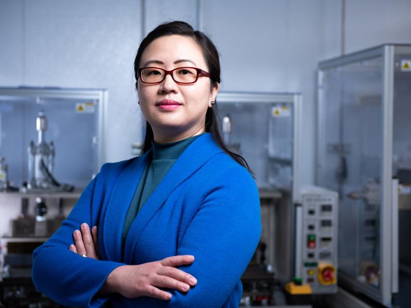 Jie Xiao in a lab
