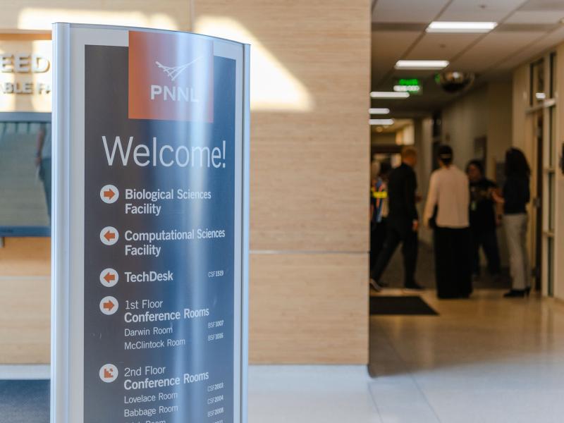 a vertical "Welcome" showing wayfinding directions to the BSF, CSF and other connected spaces