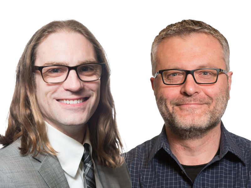 Portrait photos of Marcel Baer (L) and Simone Raugei (R) 