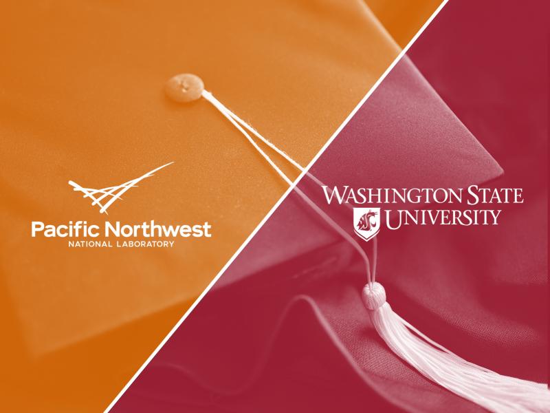 Image of graduation cap and PNNL and WSU logos