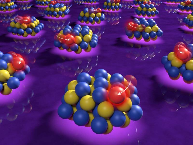 Platinum atoms attached to islands of cerium oxide