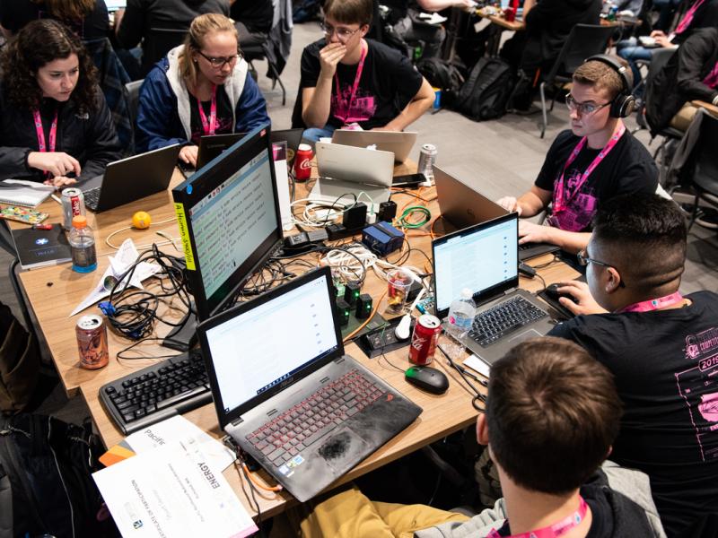 Students competing at Cyberforce