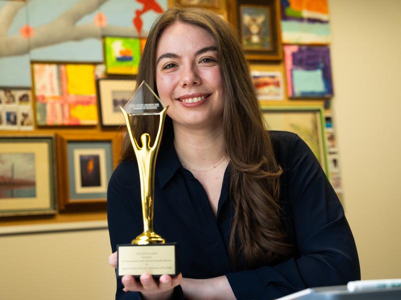 Photo of Maria Glenski and Stevie Award