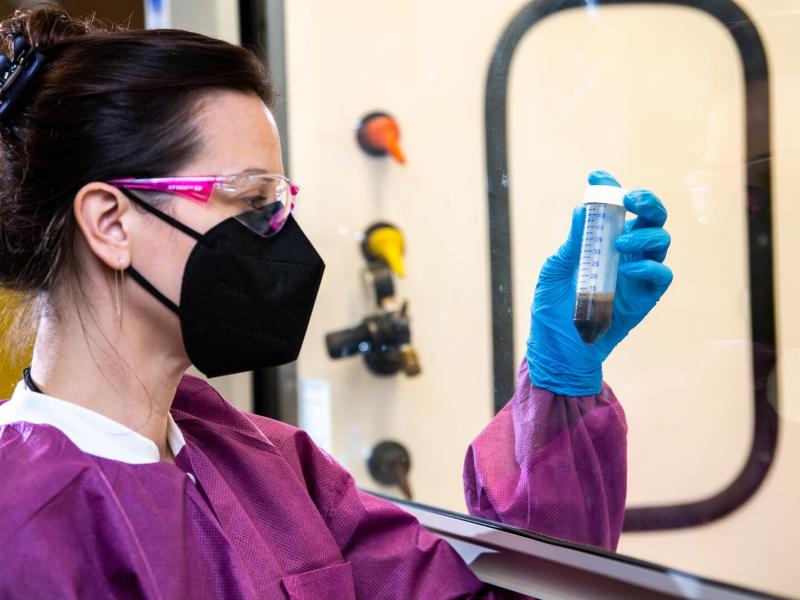 Photo in the lab of fentanyl soil sample