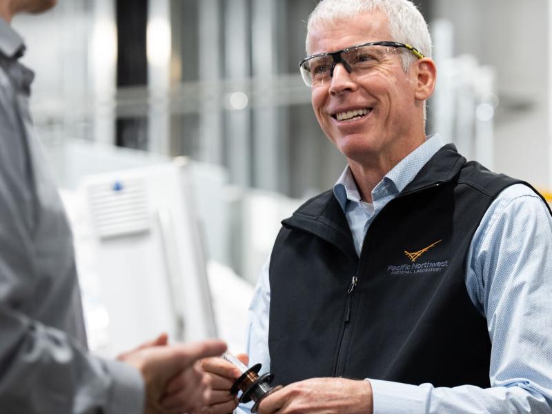 DOE Secretary Chris Wright wearing safety glasses