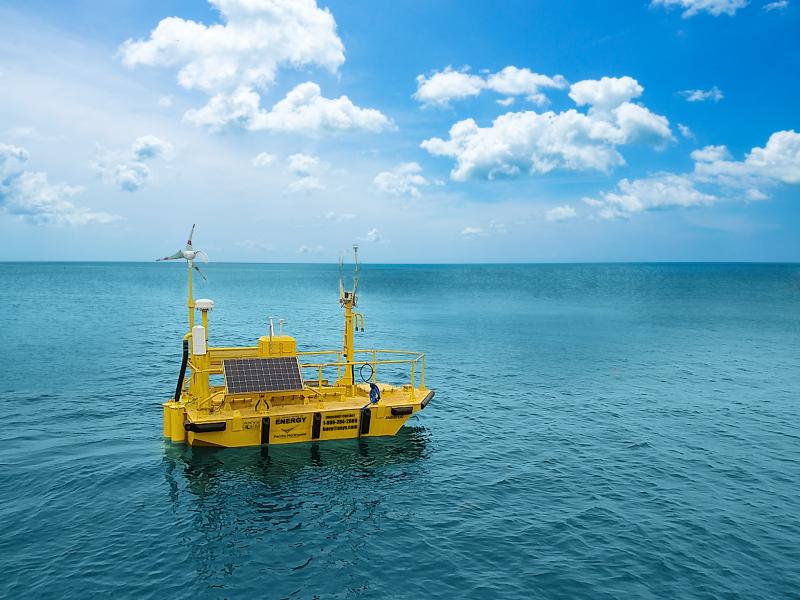 Buoy stationed for deployment off Morro Bay, California in September 2020.