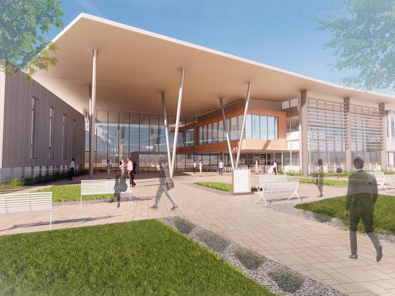 This architectural rendering provides a preview of the new, $90-million energy sciences research building being constructed at PNNL. The basic science advances taking place in the new facility will push the frontiers of chemistry and propel innovations in energy and materials.