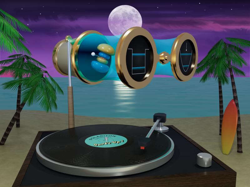 Illustration of a light cavity as opera glasses