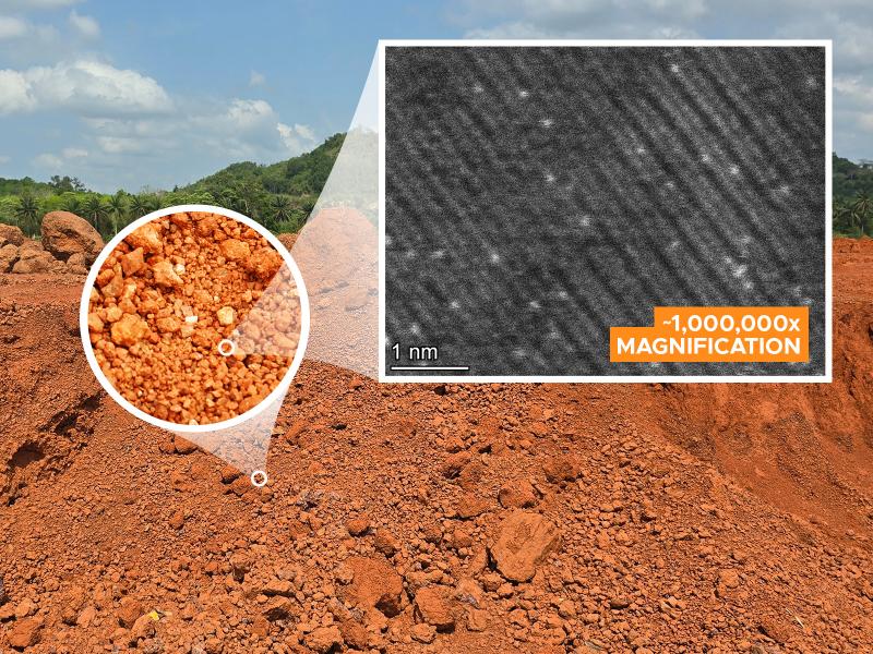 Image showing a zoom in of an electron microscope image of the goethite miner