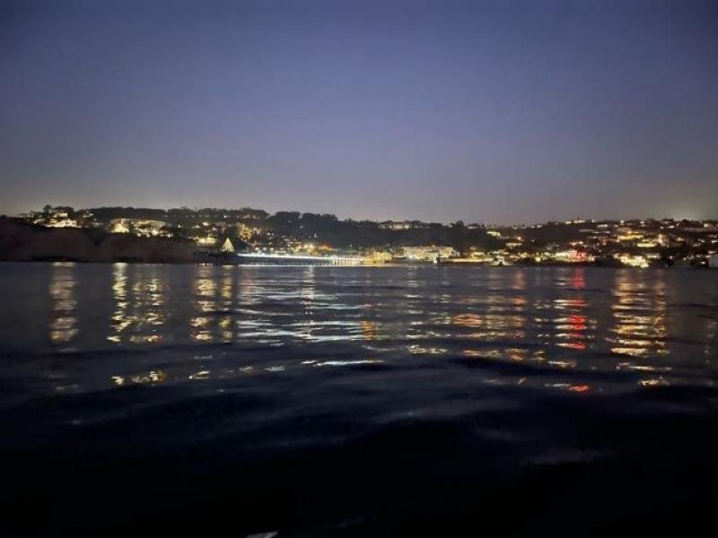 A type of anthropogenic light known as skyglow as seen from a research boat